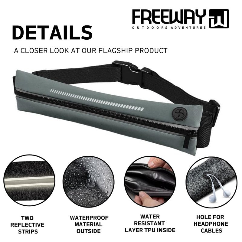 Lightweight Running Belt - Ergonomic Single or Double for Man and Woman - Perfect for running, training, sports (Single, Gray) designed for carrying Phone, Keys & Essentials - For All Cell Phones