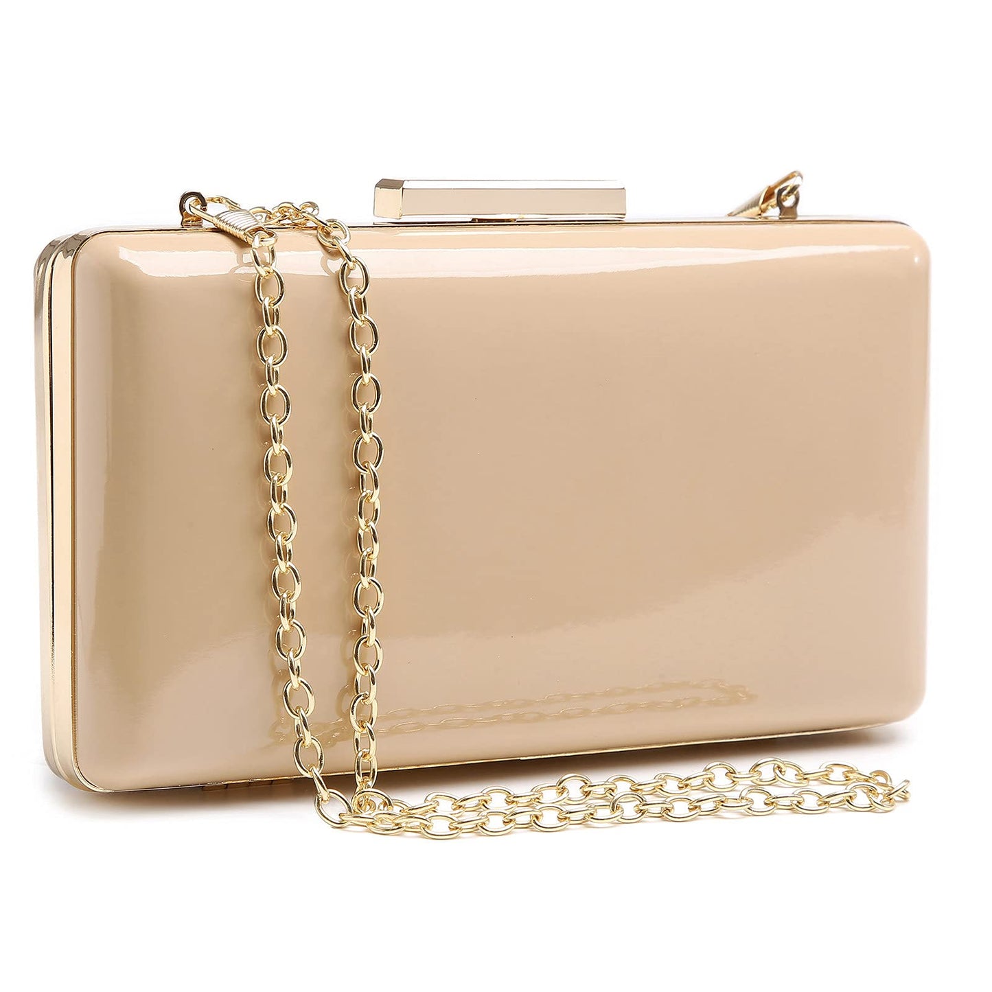 Dasein Women Evening Purses Clutch Bags Formal Party Clutches Wedding Purses Cocktail Prom Handbags (Patent Leather Camel)