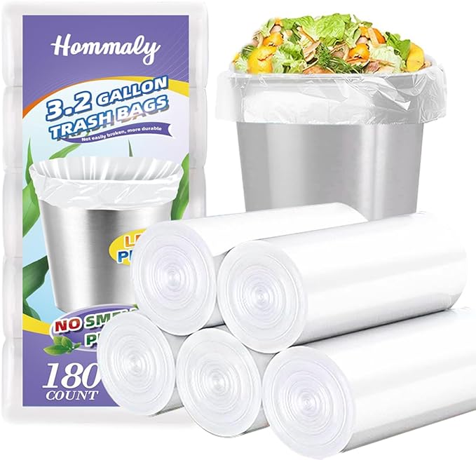 3 Gallon 180pcs Small Clear Trash Bags Plastic Strong Clear Garbage Bags