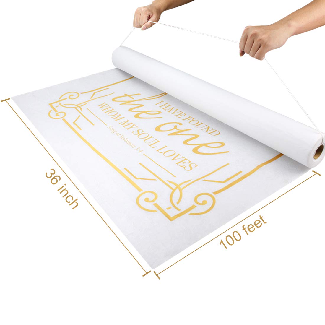 SinoArts Wedding Ceremony Decorations Aisle Runner,100ft X3ft,Polyester Paper Convenient for Outdoor and Indoor (Gold Print)