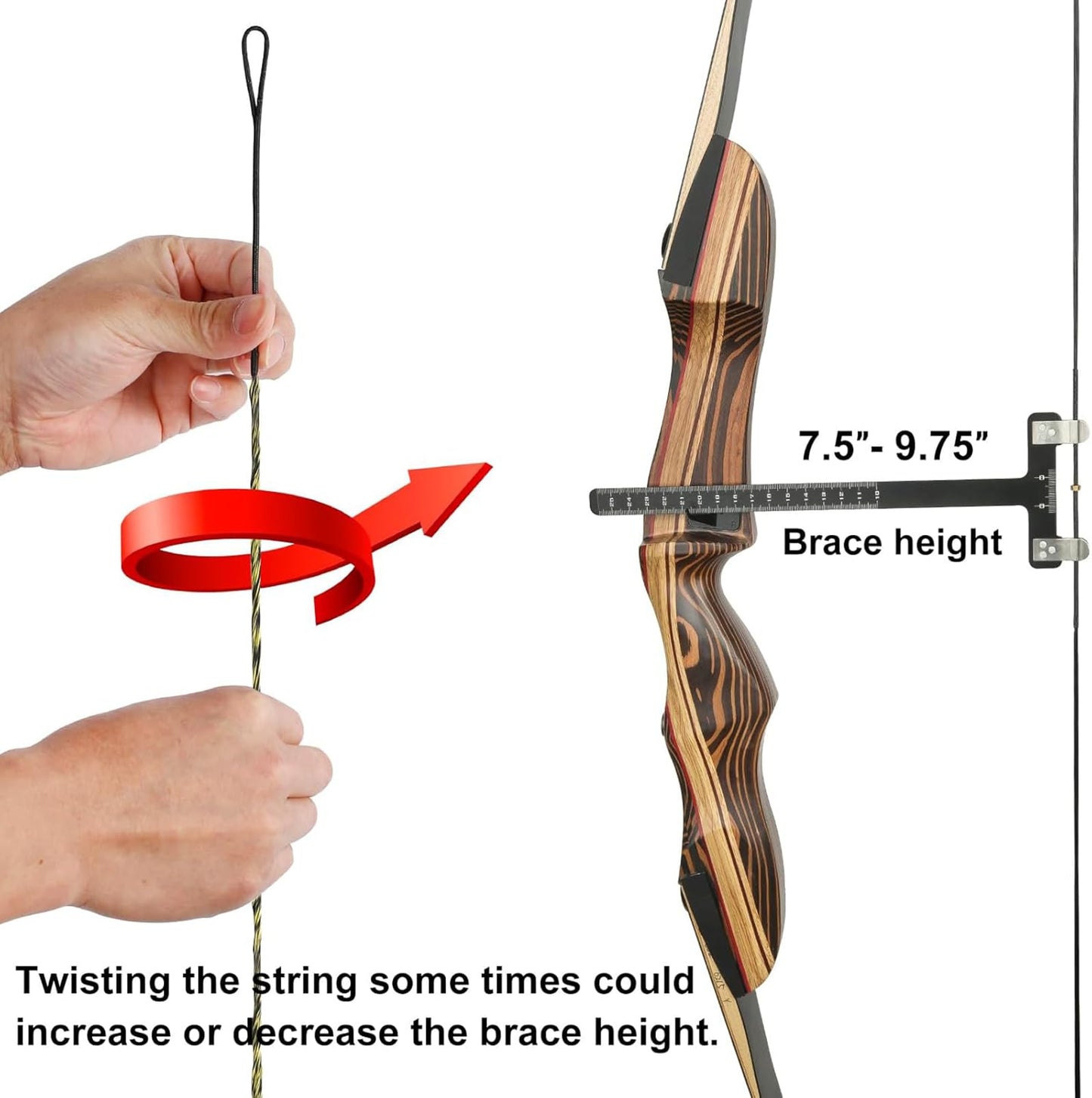Deerseeker Archery Bow String Replacement with Finger Protector & 2 Nock Points Dacron Bowstring 12, 14, 16 Strands Bow Accessories for Recurve Bow Traditional Longbow （16-AMO 60"）