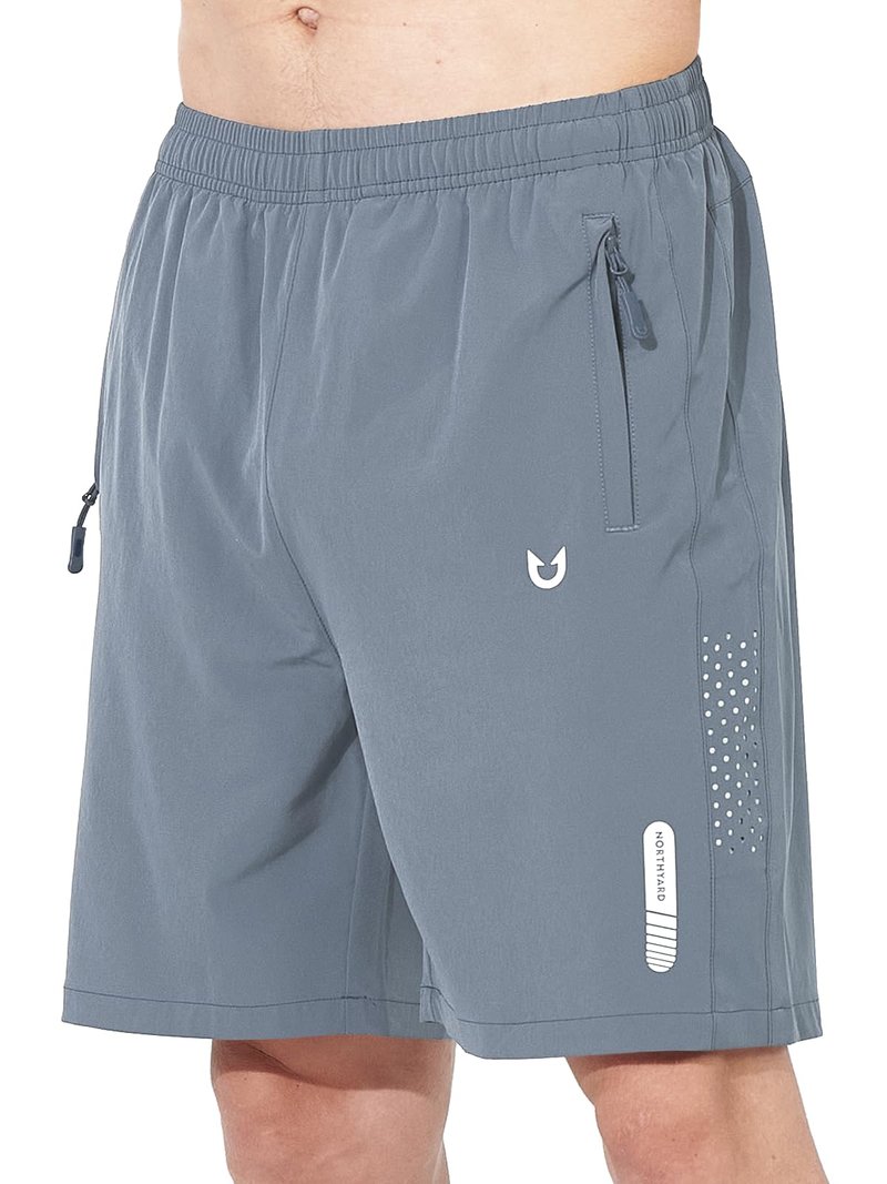 NORTHYARD Men's Athletic Running Shorts Gym Workout 7"/9"/5" Quick Dry Lightweight Sports Basketball Tennis 3 Zipper Pockets CLOUDGREY M