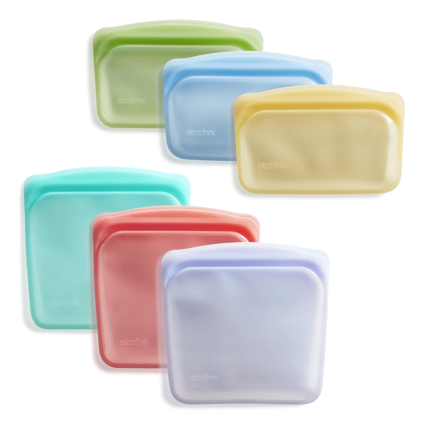 Stasher Premium Silicone Reusable Food Storage Bags, 2-Pack, Clear, Multi-Use Food Storage Bags, Lunch Bag, Travel Containers, BPA Free, Leak-free, Dishwasher-Safe, Eco-friendly