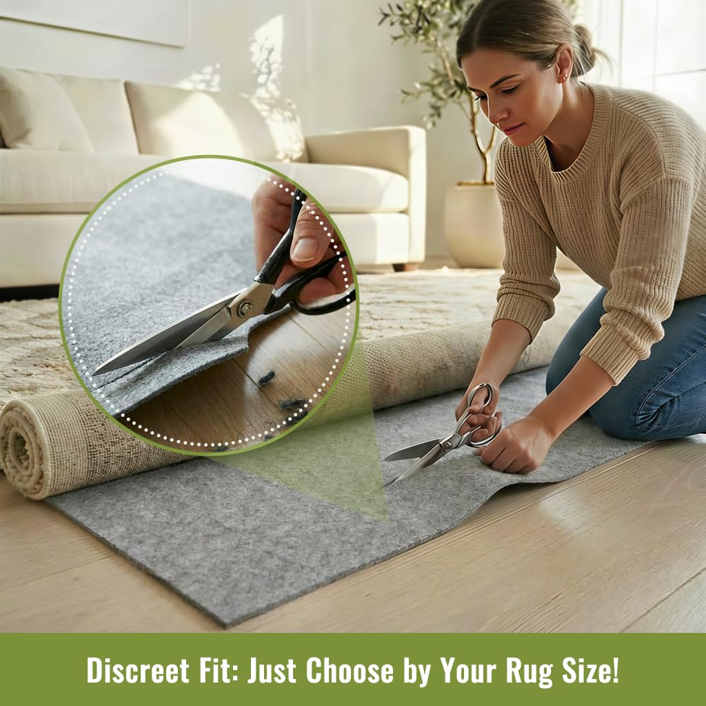 COMFYPAD Felt Rug Pad with Gripper Dots, 2x6 Ft Non-Slip Rug Underpad with PVC Backing, 1/6" Thick Cushioned Carpet Pad Gripper for Hardwood Floors, Vinyl & Tile, Under Rug Padding Floor Protection