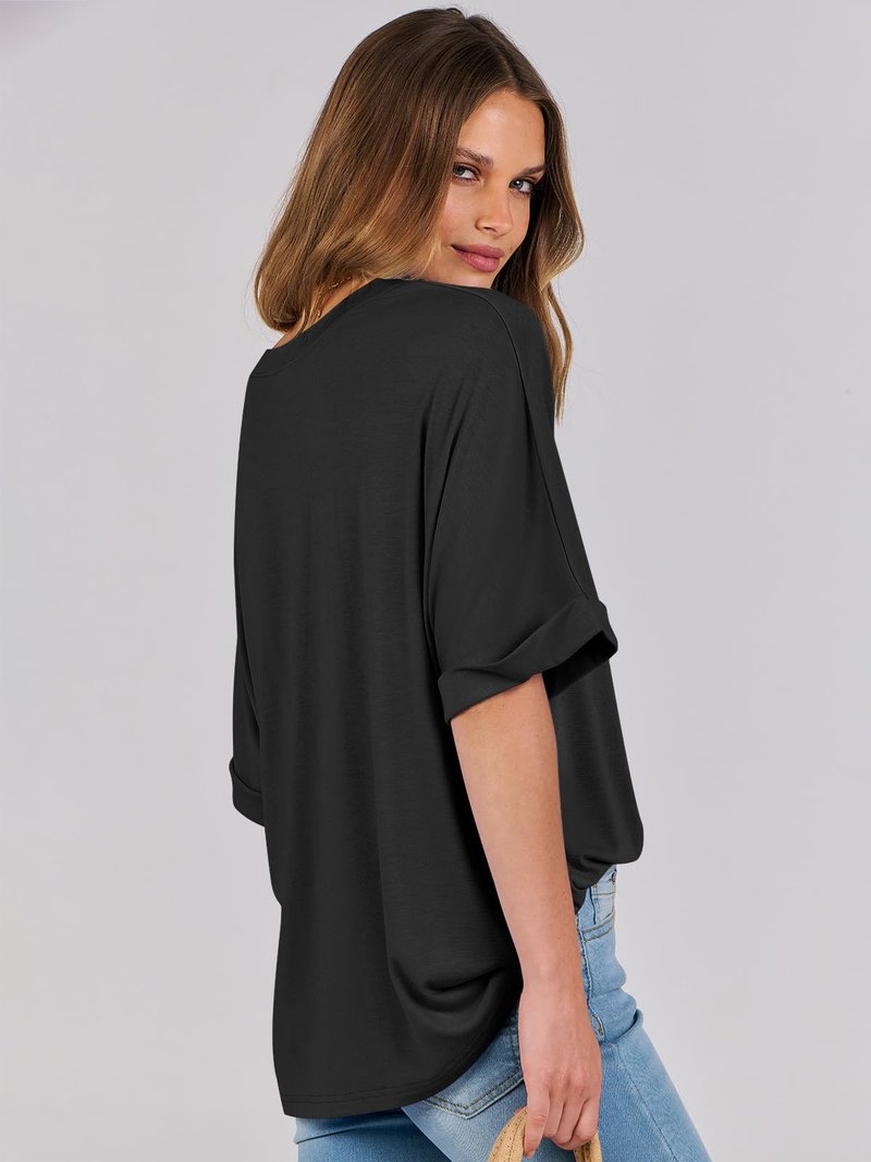 ANRABESS Womens Tops Oversized T Shirts Short Sleeve Crewneck Summer Casual Loose Basic Tee Shirt 2026 Trendy Fashion Clothes Black X-Large