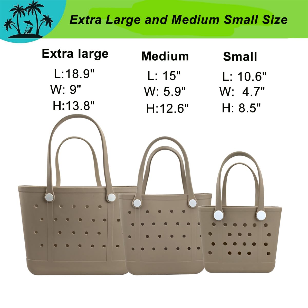 UeKeKicg Small Beach Tote Bag, Rubber Beach Bag, Waterproof Washable Durable Open Travel Totes for the Beach Pool Sports (Grey)