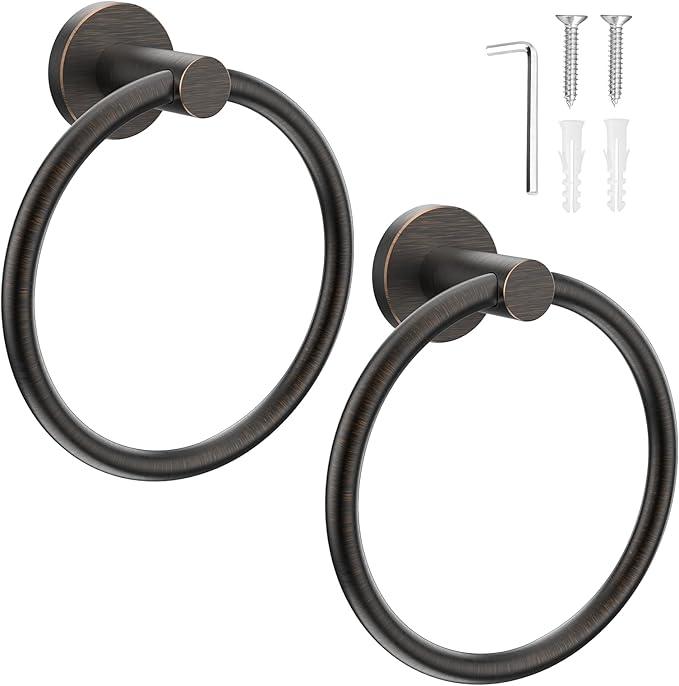 SetSail Towel Holder for Bathroom Wall 2 Packs Towel Ring Screw-in Stainless