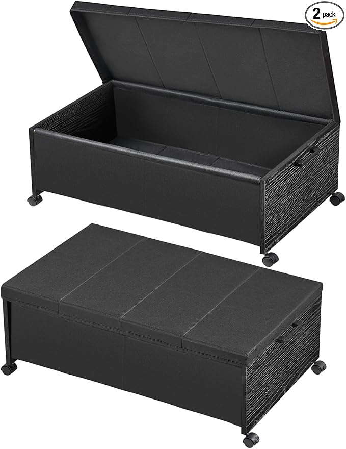 FOUCSSOMEI Under Bed Drawers on Wheels, XXXXL Size, UnderBed Storage with Wheels, Wooden Under Bed Storage, Underbelly Storage, Heavy Duty, Patented Design