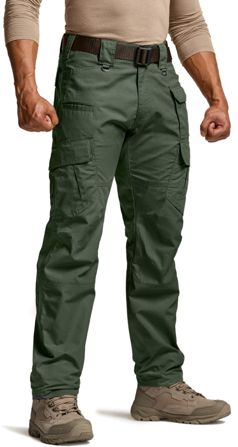 CQR Men's Tactical Pants, Water Resistant Ripstop Cargo Pants, Lightweight EDC Work Hiking Pants, Outdoor Apparel, Raider Mag Green Kelp, 34W x 30L