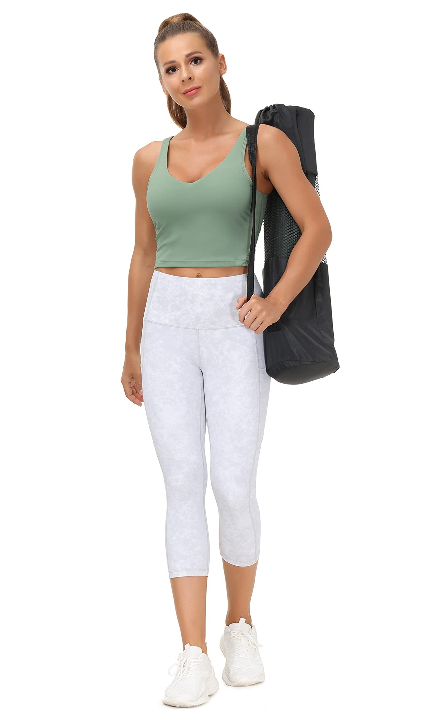Women’s Longline Sports Bra Wirefree Padded Medium Support Yoga Bras Gym Running Workout Tank Tops (Jasmine Green, Small, s)