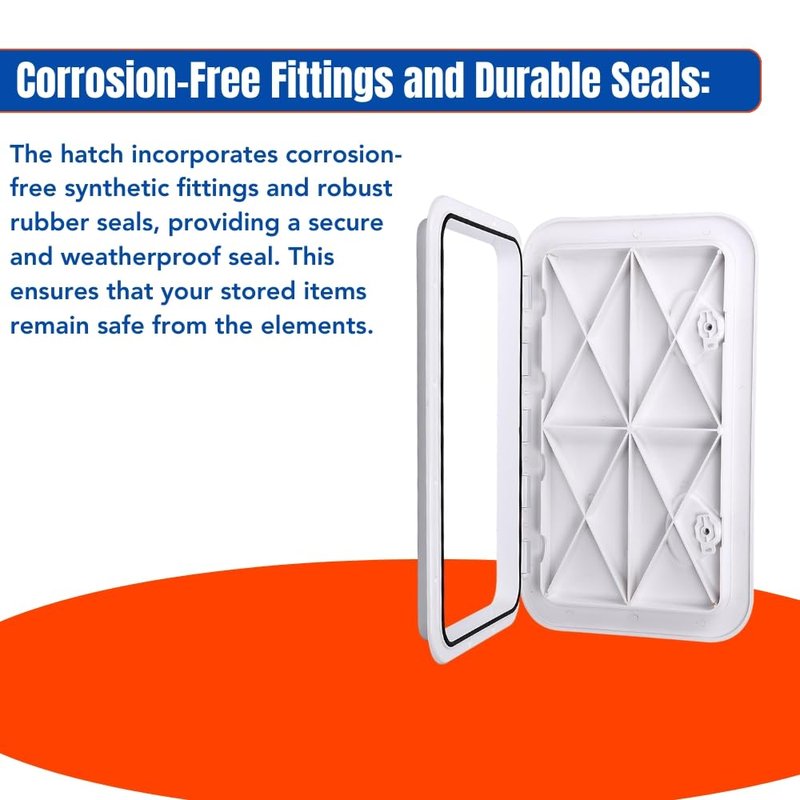 Seaflo Marine Boat Deck Access Hatch & Lid 23.9" x 13.9", White, 606mm x 353mm