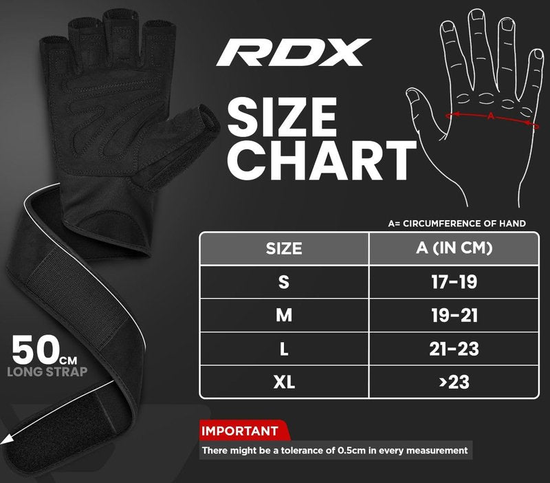 RDX Weight Lifting Gloves - Wrist Support & Anti-Slip Palm for Fitness Training | 50 CM Straps, Breathable Design