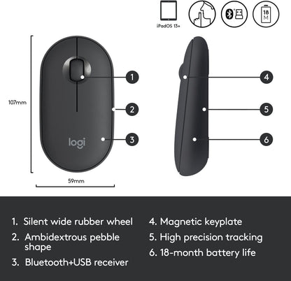 Logitech Slim Wireless Bluetooth Mouse for Mac - White