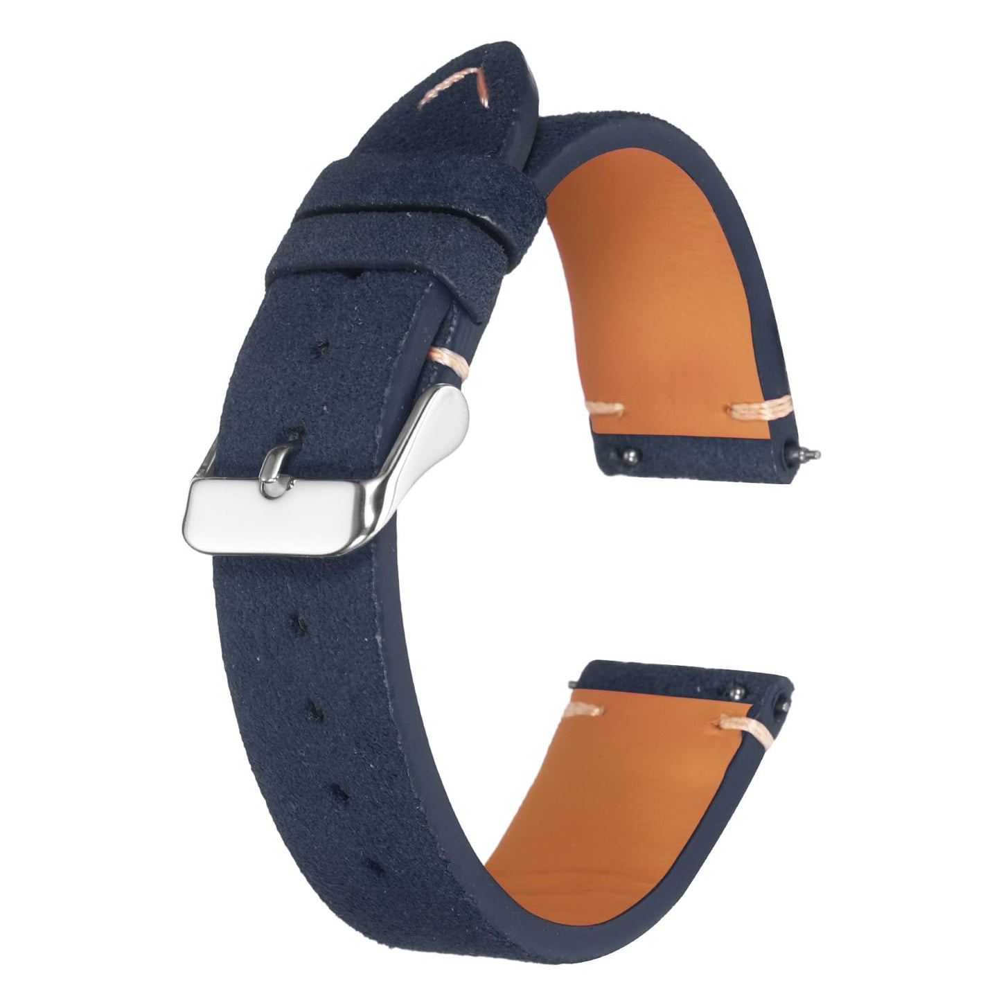 HARFINGTON Leather Watch Band 21mm Width Watch Strap Top-Grain Suede Cowhide Wrist Bands Replacement with Stainless Steel Buckle for Men Women, Dark Blue