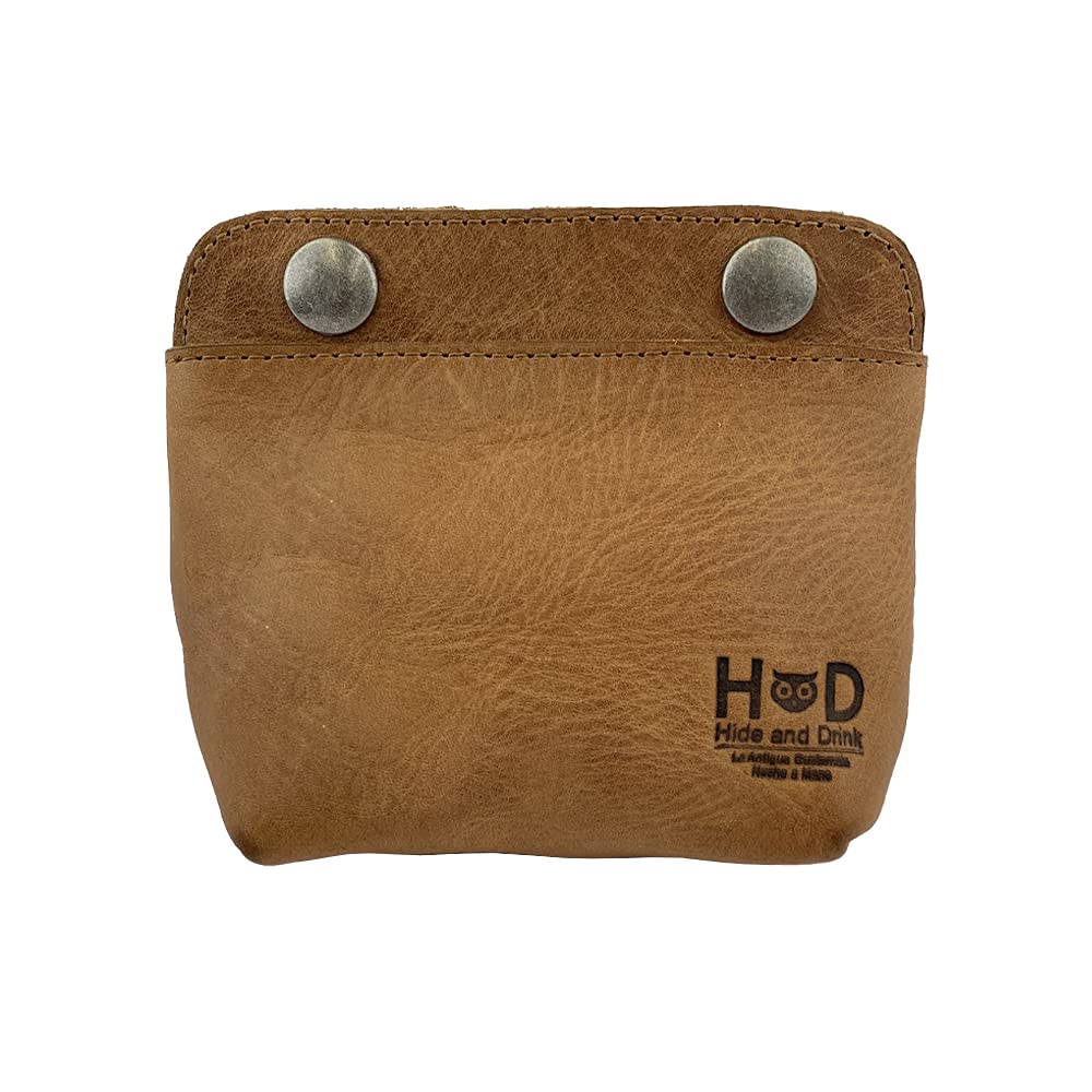 Hide & Drink, Leather Double Snap Pouch, Coin Purse, Cash & Card Holder, Cable Organizer, Makeup, Handmade Includes 101 Year Warranty (Single Malt Mahogany)