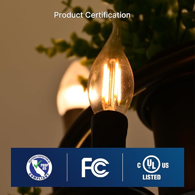 FLSNT 60 Watts Equivalent LED Chandelier Light Bulbs, Dimmable CA11 LED E26 Base Candelabra Bulbs, 2700K Soft White, 12 Pack UL,CA65 Listed.