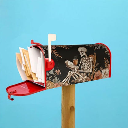 DADABULIU Mailbox Covers Skull Flower Book Boho Magnetic Letter Post Box Cover Standard Size 25.5 x 21 Inch Garden Yard Home Decorative
