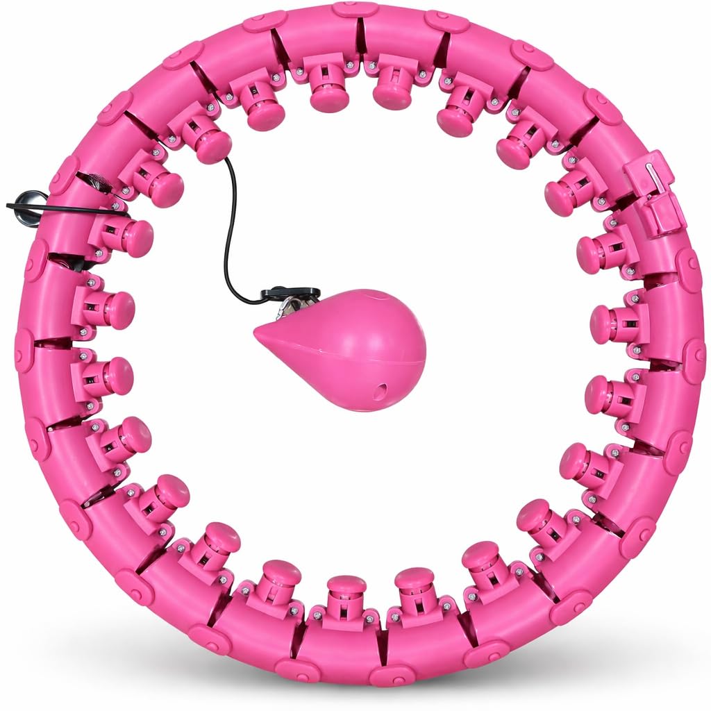 24 Detachable Infinity Weighted Hula Hoop for Women – Plus Size Adjustable Fitness Hoop with Massage Knots, Smart Exercise Waist Trimmer for Home Workout, Weight Loss & Body Toning
