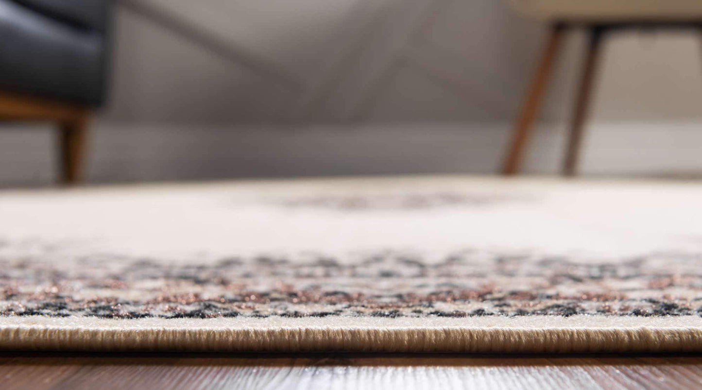 Unique Loom Reza Collection Traditional Persian Style Area Rug, Square 8' 0" x 8' 0", Ivory/Brown