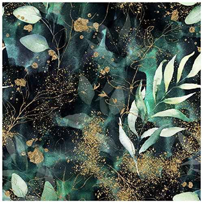 HAOKHOME Peel and Stick Wallpaper Boho Forest Vintage Removable Black/Green/Matte Gold Vinyl Self Adhesive Mural for Bedroom 17.7in x 6.5ft