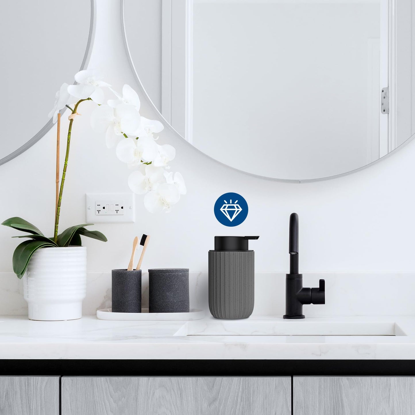 Ceramic Foaming Soap Dispenser, 12 oz Bathroom Foam Hand Soap Dispenser, Refillable Lotion Soap Dispenser with Removable Pump for Kitchen Hand Wash Dispenser, Modern Home Decor(2Pack-Black)