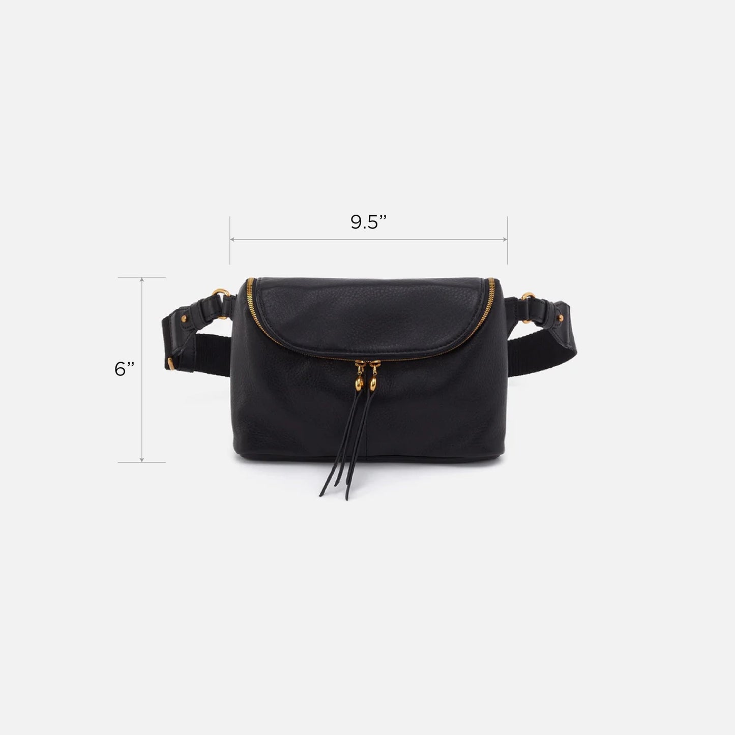 HOBO Fern Leather Belt Bag for Women - Adjustable Strap for Crossbody or Fanny Pack Style, Zipper Pocket, Holds Passport & Phone, Hands-Free Travel & Everyday Essentials - Black