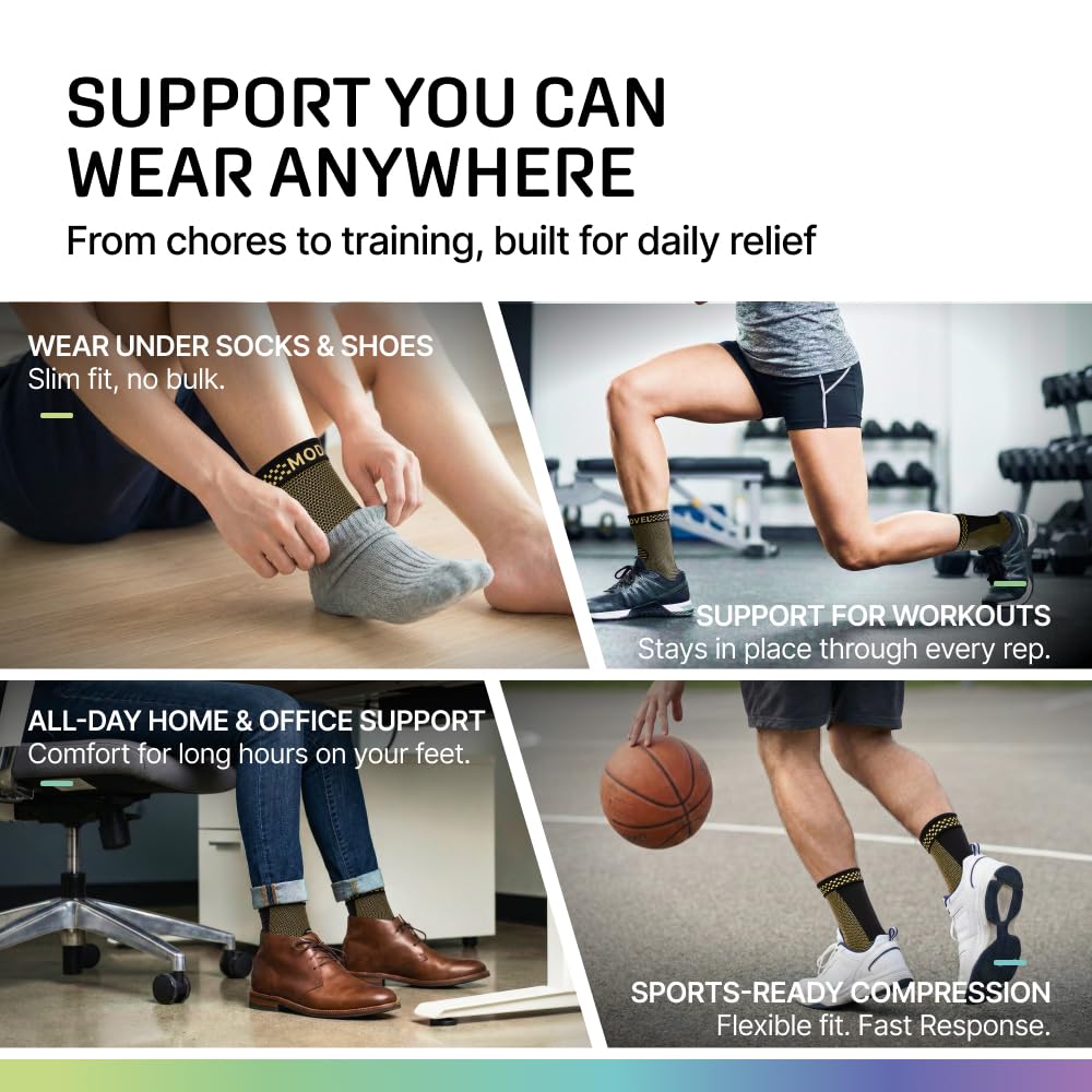 Modvel Foot & Ankle Brace Socks for Sprained Ankle Compression Sleeve - Foot Support for Women & Men - Tendonitis & Arthritis Ankle Brace Sports Running, Torn Ligaments & Women Stabilizing Ankle Wrap