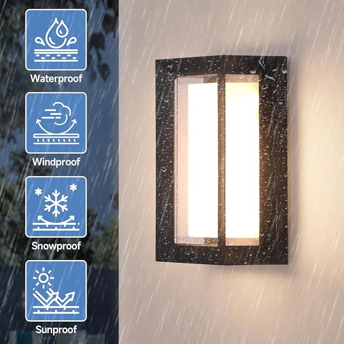 Outdoor Wall Light Modern Outdoor Sconce - 24W LED Exterior Lights Fixture Black Aluminum Outdoor Lighting Waterproof for Porch,Patio,Garage 4 Pack
