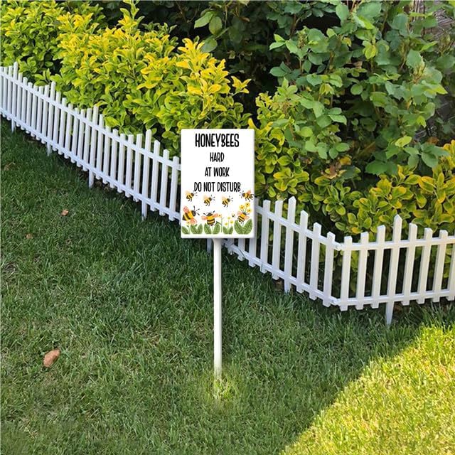 Uptell Honeybees Hard At Work Do Not Disturb Yard Signs with Stakes Aluminum Sign for House/Front Door and Business Outdoor Decoration 8x12 Inch
