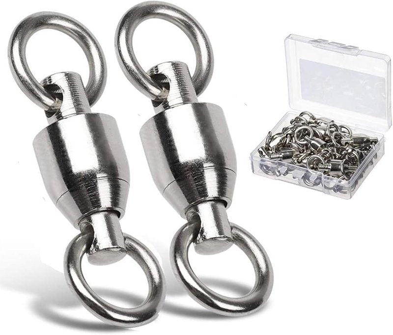 High-Strength Ball Bearing Swivels Connector - Stainless Steel Welded Rings for Saltwater & Freshwater Fishing
