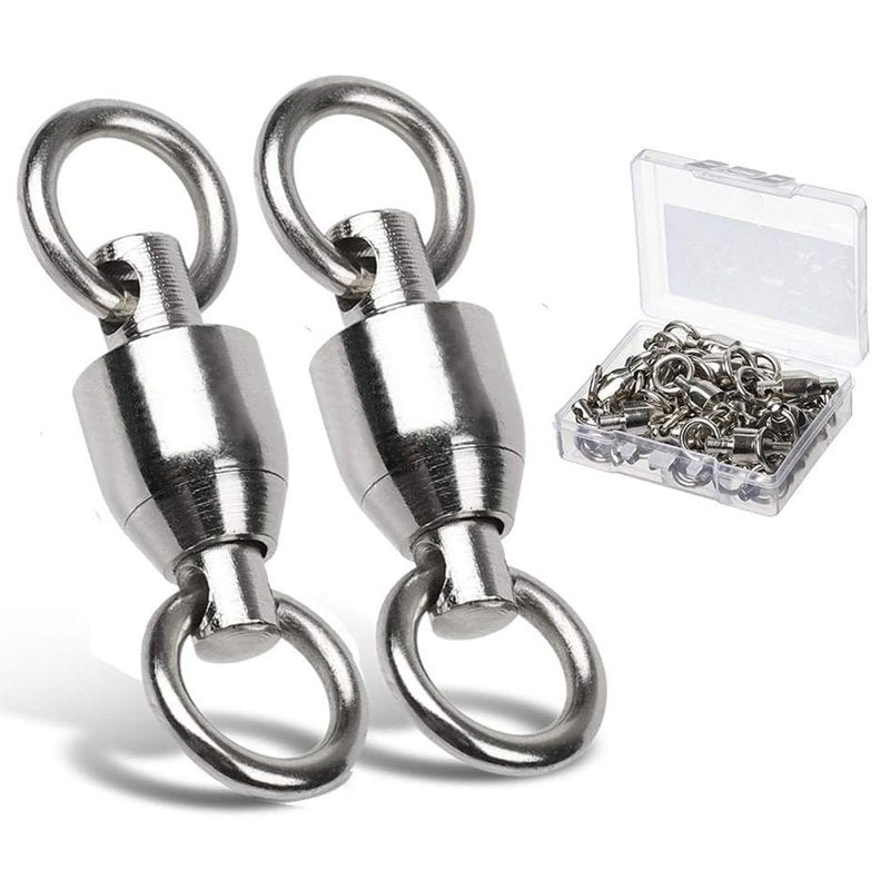 AMYSPORTS Ball Bearing Swivels Connector High Strength Stainless Steel Solid Welded Rings Barrel Swivels Saltwater Freshwater Fishing 25pcs 144lbs