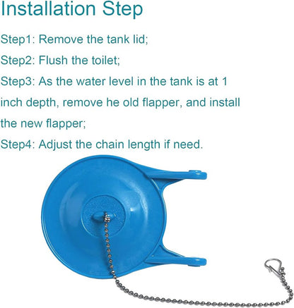 3 Inch Toilet Flapper Replacement Compatible with Gerber 99-788, Easy to Install with 2 Toilet Handle & Stainless Chain, Long Lasting Rubber Toliet Flapper, Blue(4PCS)