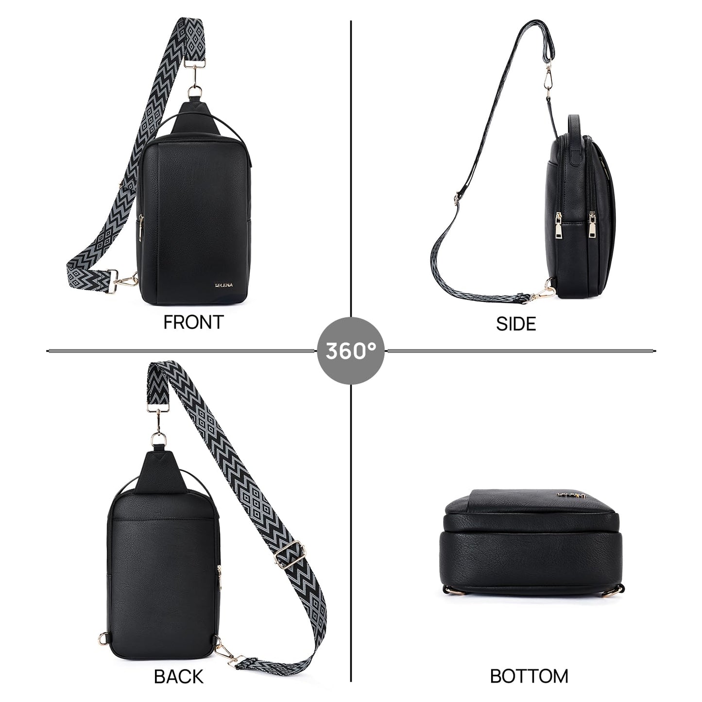 Telena Crossbody Sling Bags for Women, PU Leather Fanny Packs Cross Body Bag for Woman