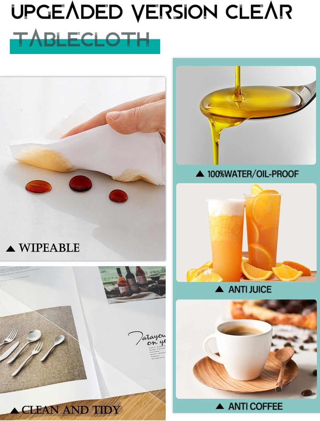 WingCanto 12X40 Inch 1.5mm Thick Plastic Clear Table Pad Protector Transparent Clear Vinyl Plastic Floor Runner Kitchen Furniture Surface Countertop Protector Mat Waterproof Easy Clean Anti Scratch