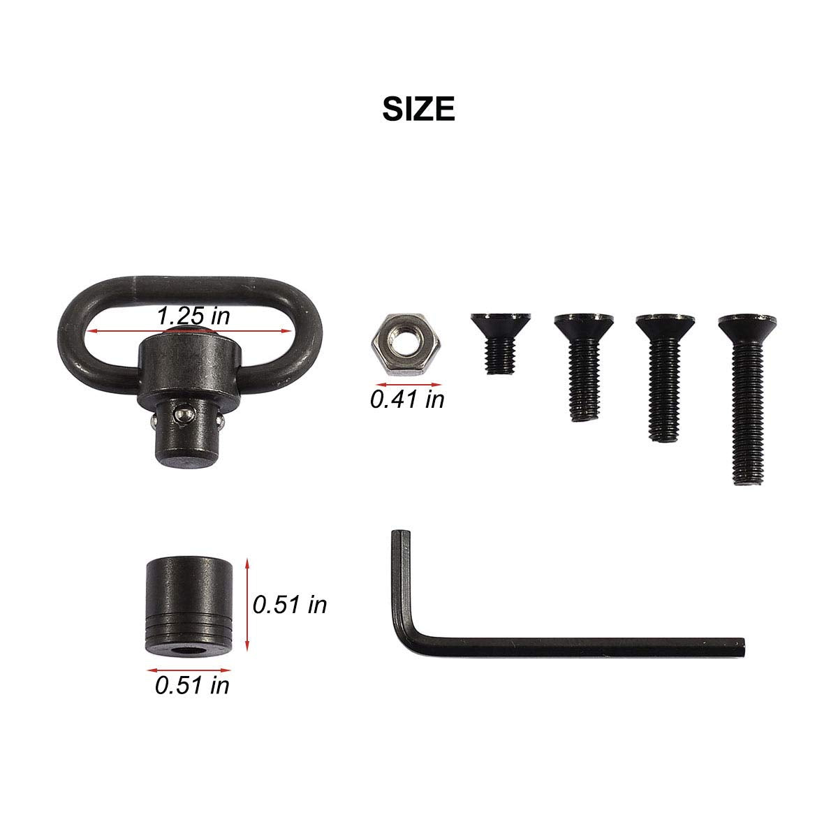 JIALITTE QD 1.25 Inch Swivels Mount Quick Detach Loop Base Kit with 4 Screws + 1 nut + 1 Wrench