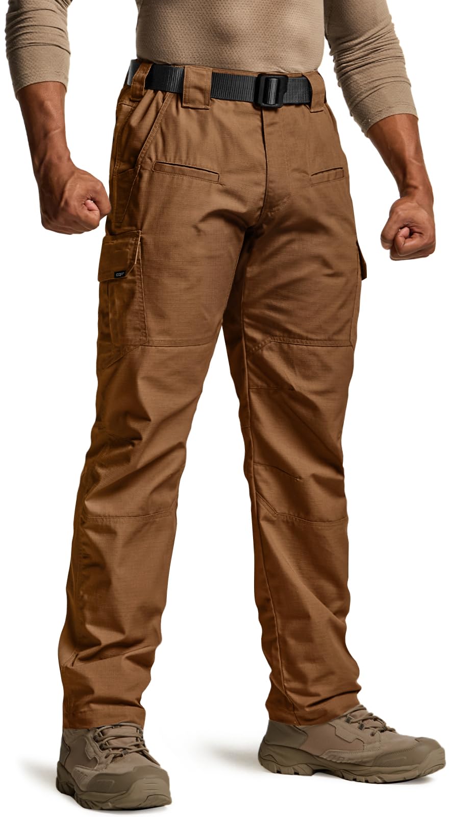 CQR Men's Tactical Pants, Water Resistant Ripstop Cargo Pants, Lightweight EDC Work Hiking Pants, Outdoor Apparel, Raider Copper Brown, 28W x 30L