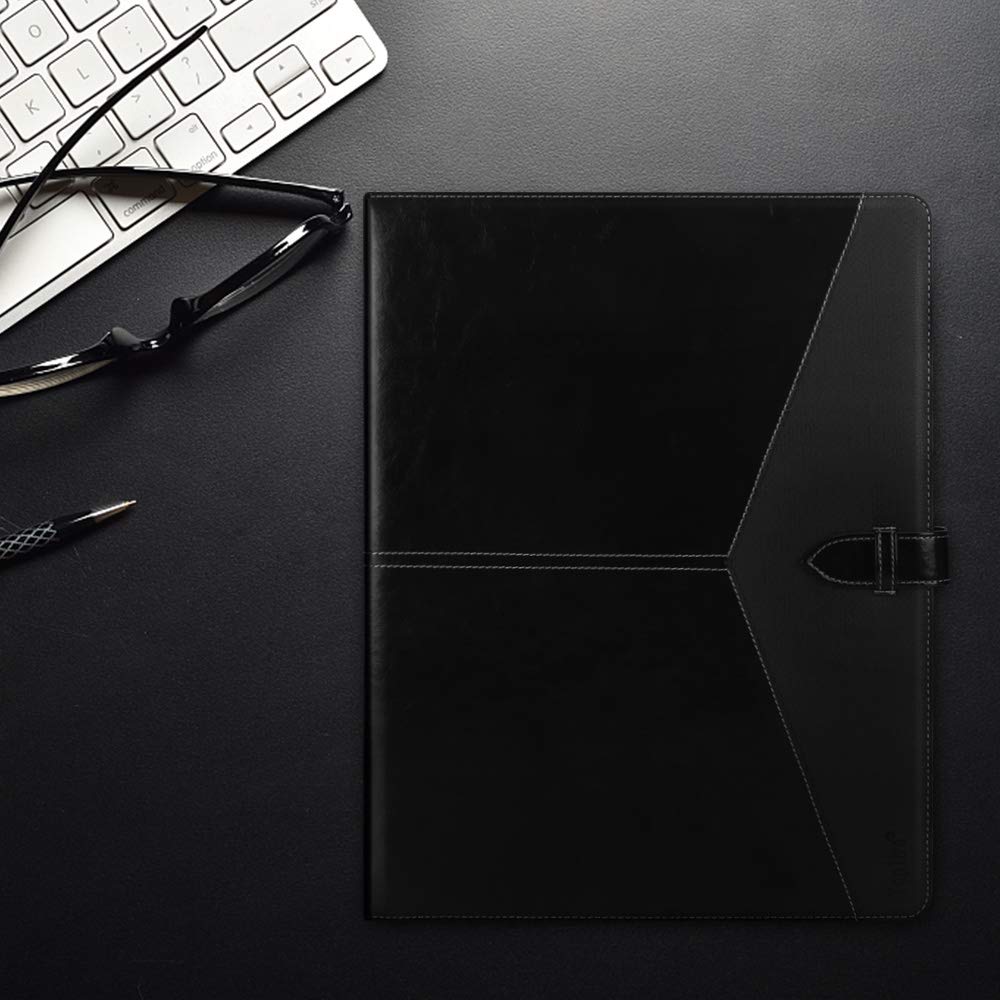 Toplive Padfolio 3 Ring Binder Organizer Business Portfolio Folder for Women, A4/ Letter Size PU Leather Professional Portfolio Padfolio for Interview Conference Presentation, Black