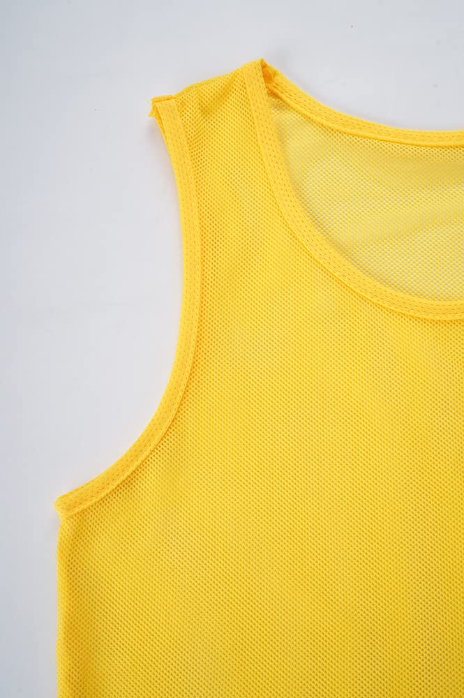 LTHYTY 12 Pack(1-12) Numbered Jerseys/Soccer Bibs/Scrimmage Pinnies/Team Training Vest for Adult Youth Kids. (as1, alpha, l, regular, regular, Yellow)
