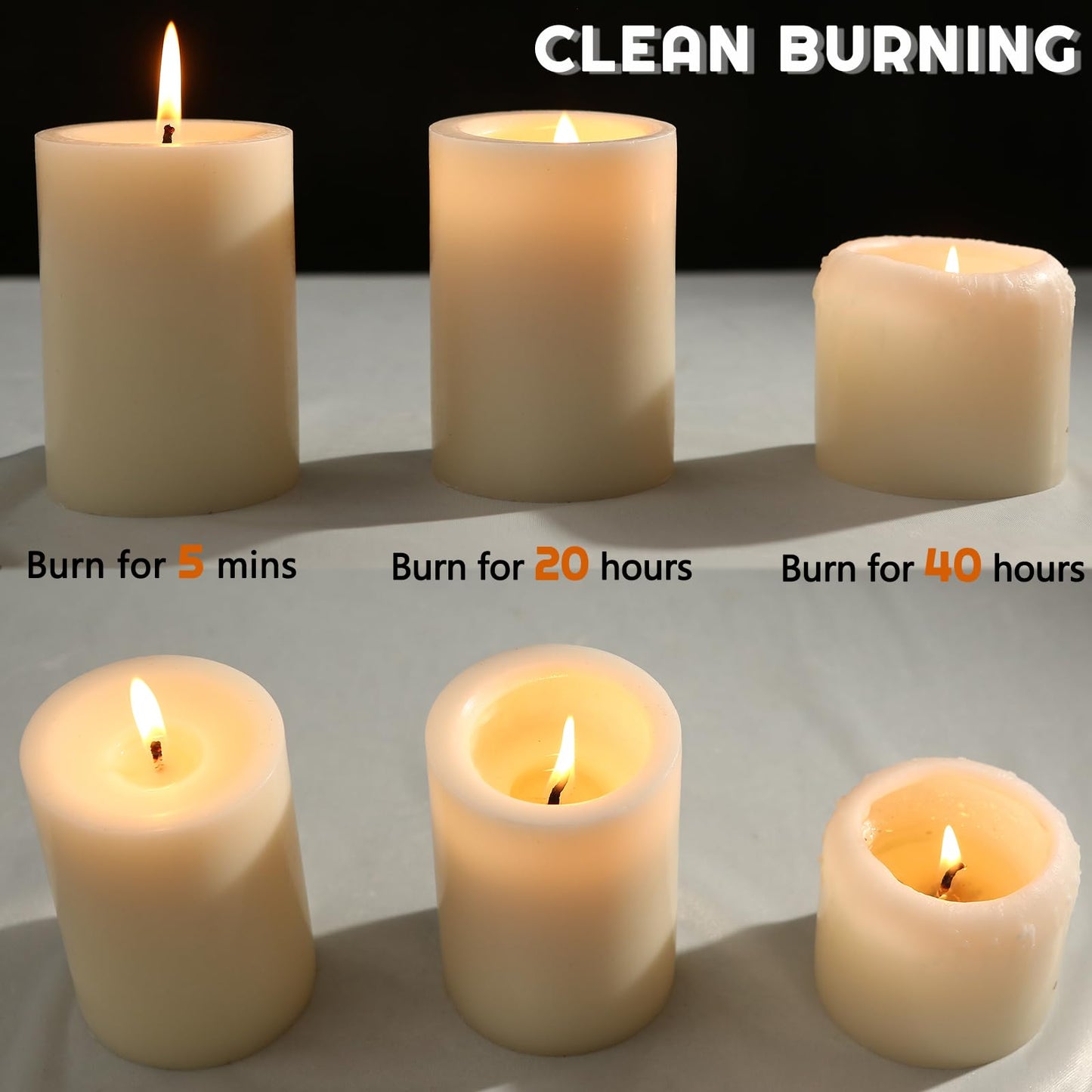 Unscented Ivory Pillar Candles Set of 6-2.8x4 inch - Dripless and Smokeless Large Pillar Candles, 50-Hours Long Burning Time Paraffin Candle for Dinner Table, Christmas and Home Decor