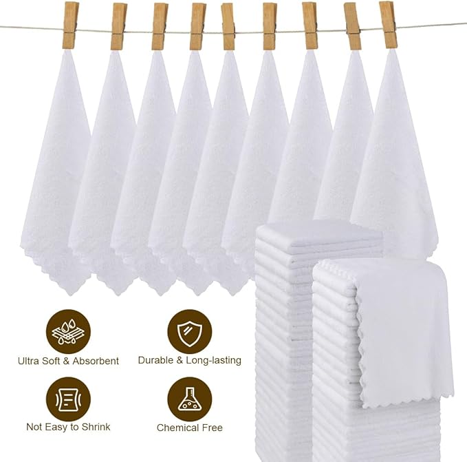 Orighty Washcloths 96 Pack, Ultra Soft Face Cloths 12 x 12 inch, Absorbent &