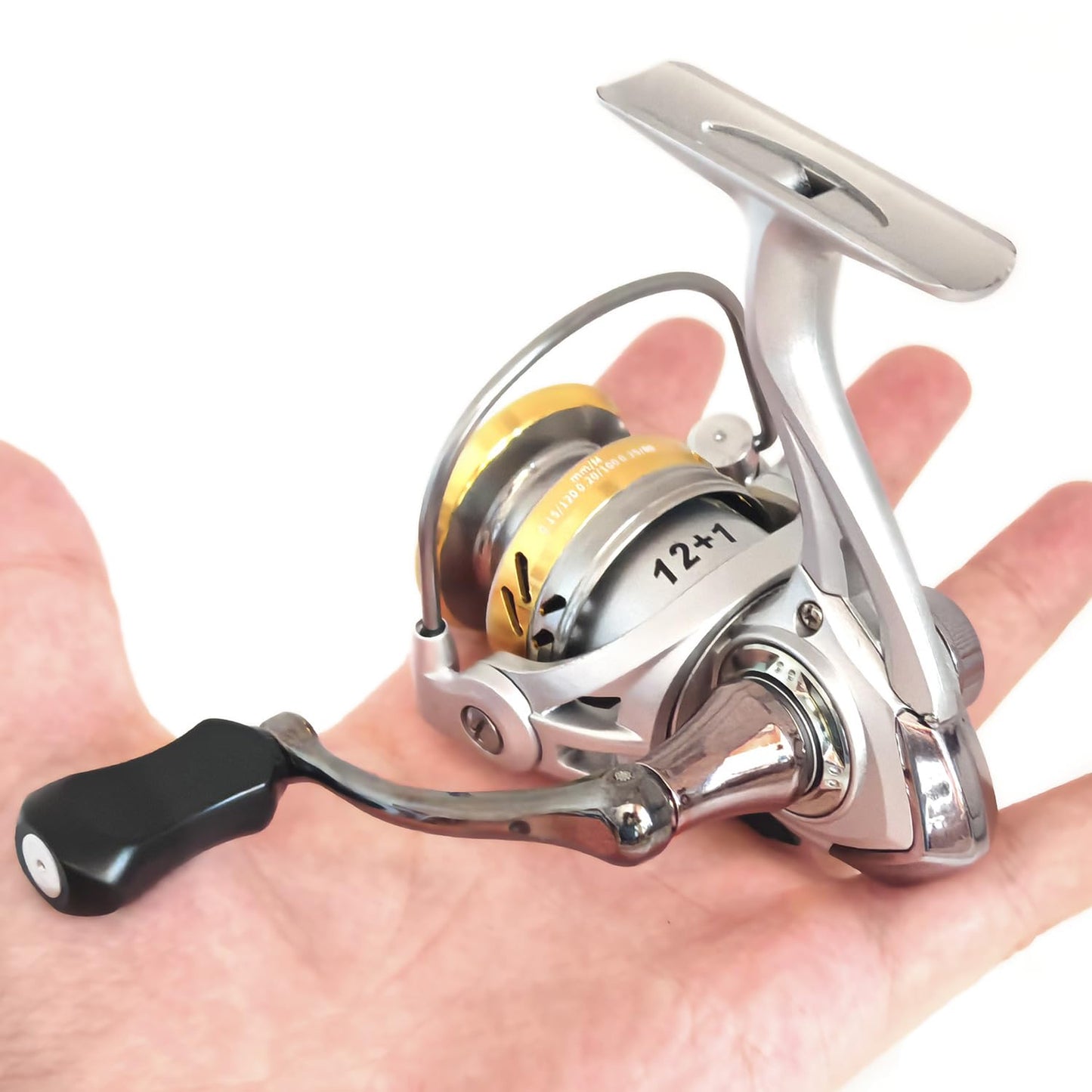 Compact Small Spinning Reels, 5.2:1 Gear Ratio, Ultra Smooth Powerful, CNC Aluminum Spool, 12+1 BB Light Weight for Ice, and Freshwater All Season Fishing