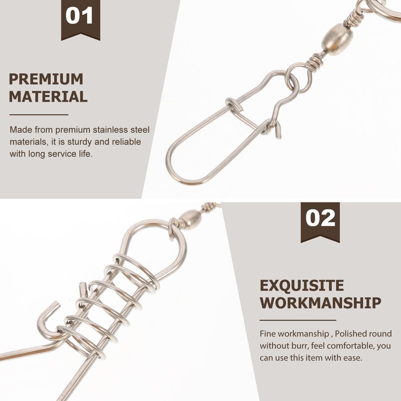 BESPORTBLE 10Pcs Fishing Stringer: Fish Lock Knot, Stainless Steel Fish Stringer Clip, Heavy Duty Wire Rope Lock Cable for Outdoor Fishing