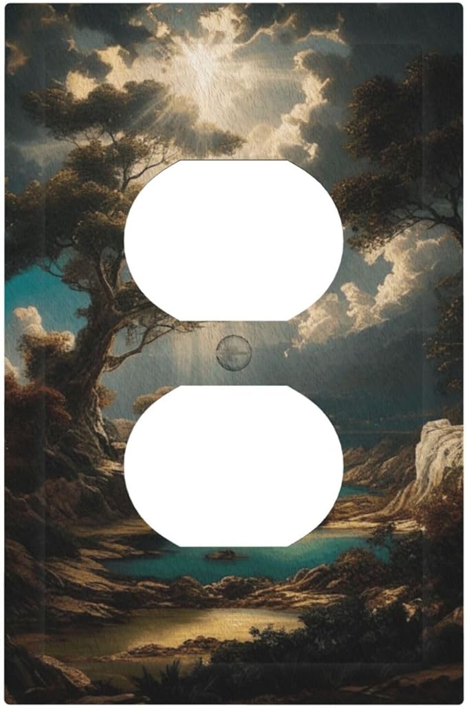 Decorative Art Light Switch Covers Sunburst Over the Wilderness 1 Gang Single Duplex Outlet Wall Plate Switchplate Electrical Faceplate for Home Decor