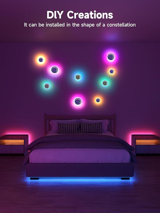 RGB DIY Smart Wall Light, LED Constellation Light, Wall sconces Led Strip Lights, Smart Lamp with App & Remote Control, Music Sync, Colorful Lighting Panels for Home Decor/Gaming/Party
