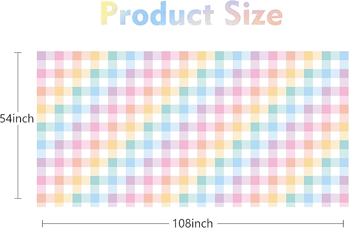 Pastel Tablecloths 54"x108" Gradient Colorful Checkered Rainbow Fabric Table Cover for Easter Birthday Bachelorette Engagement Wedding Bridal Shower Macaron Theme Outdoor Picnic Party Supplies