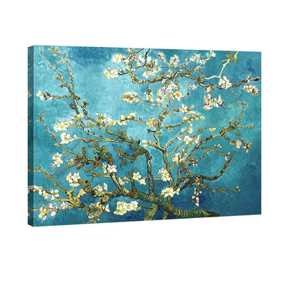 Wieco Art Framed Wall Art Canvas Prints of Almond Blossom by Vincent Van Gogh Paintings Reproduction Abstract Artwork for Wall Decor Golden Frame