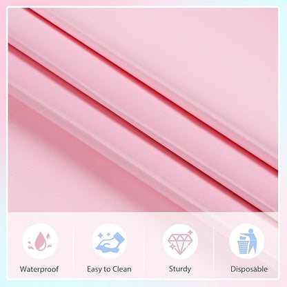 6 Packs Light Pink Tablecloths 54 x 108 Inch Disposable Plastic Pink Table Cloths Waterproof Rectangle Table Covers for Girl Birthday Baby Shower Wedding Ice Cream Decoration