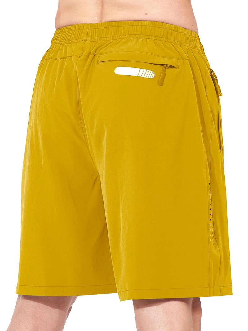 NORTHYARD Men's Athletic Running Shorts Gym Workout 7"/9"/5" Quick Dry Lightweight Sports Basketball Tennis 3 Zipper Pockets Yellow M