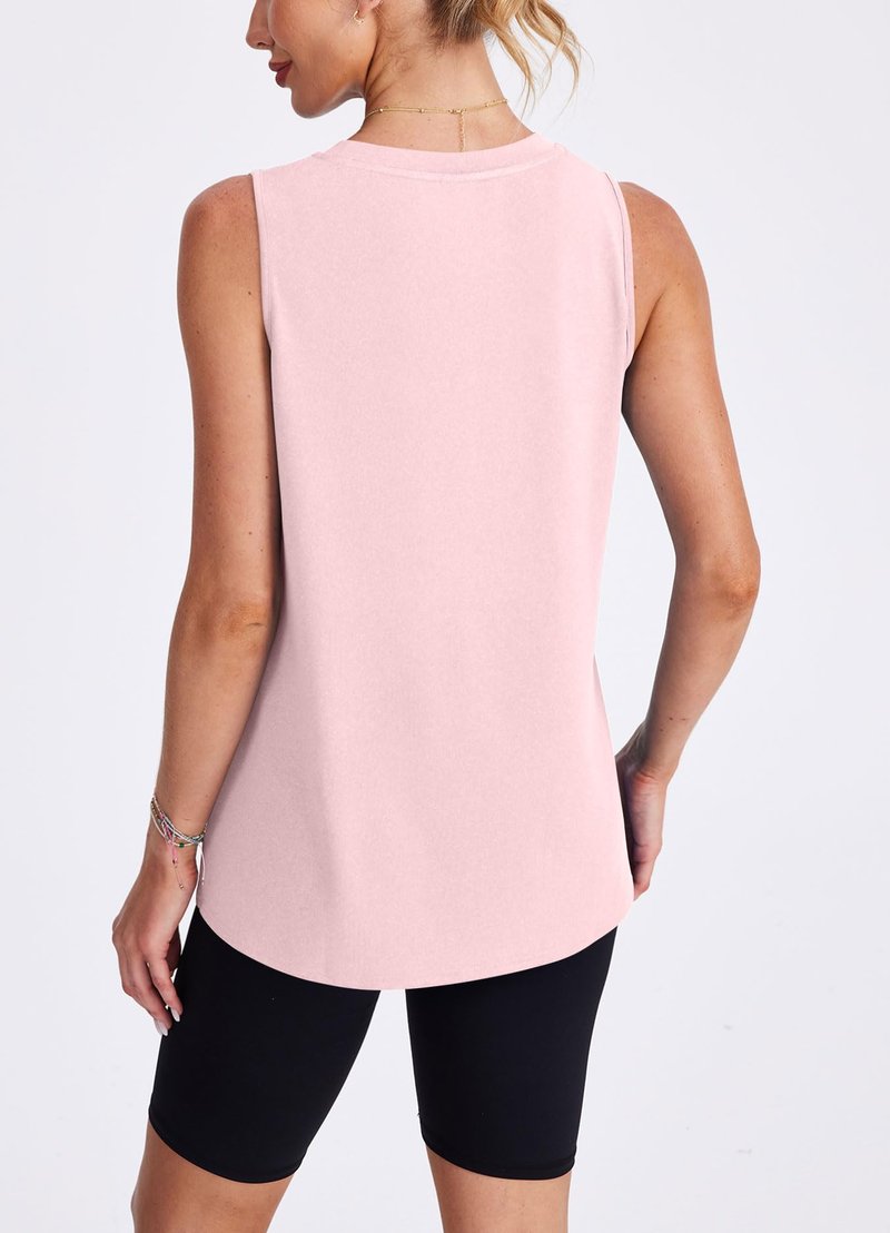 Beach Vacation Clothes for Women Women's Sleeveless Workout Tops Lightweight Tennis Yoga Athletic Running Shirts Light Pink XL
