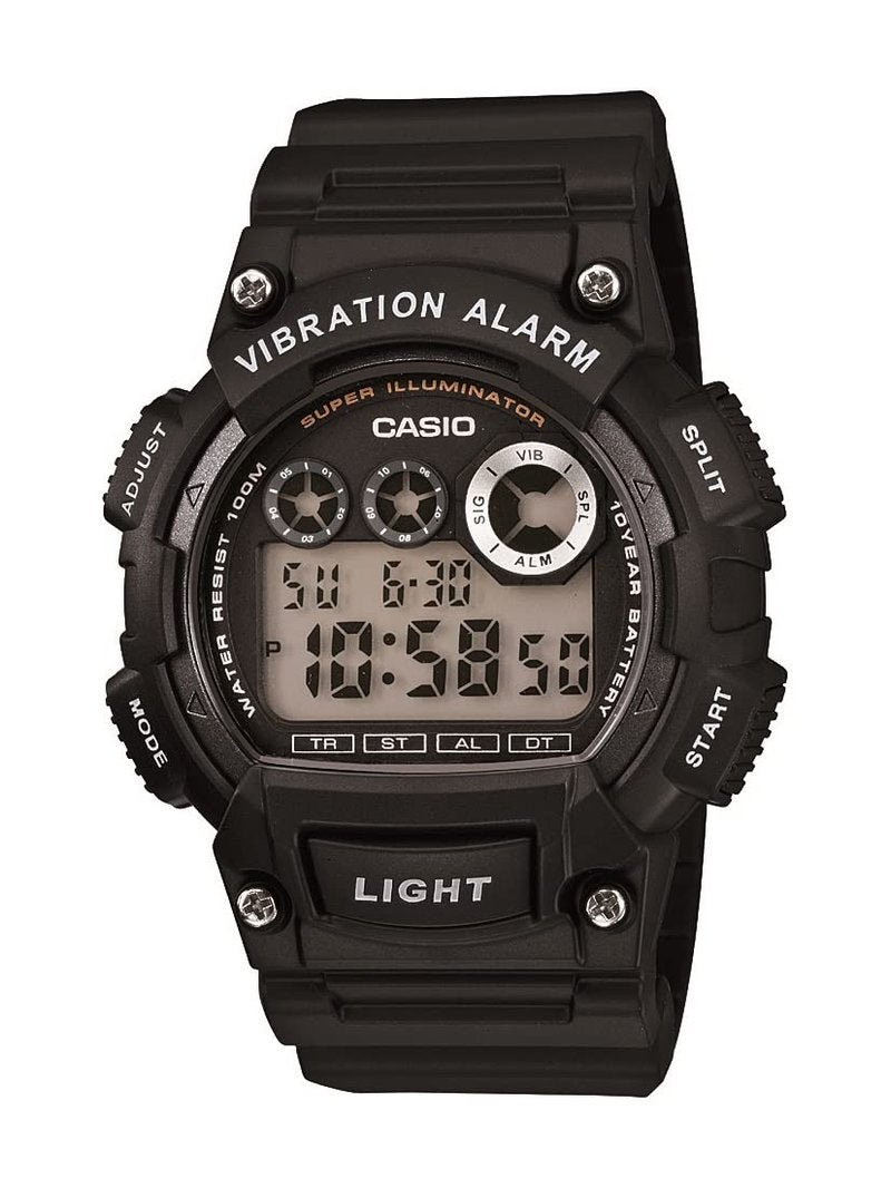 Casio W-735H Series | Digital Watch | Vibration Alert | Super Illuminator LED | 10-Year Battery | 100M Water Resistant | Stopwatch | Dual Time